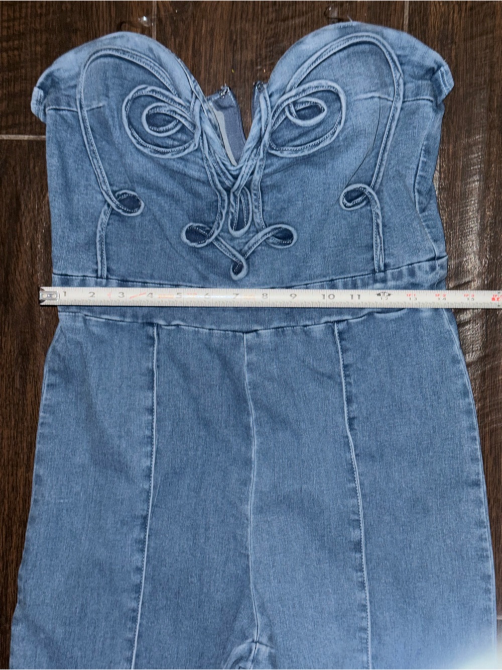 FASHION NOVA Feeling Twirly Denim Jumpsuit - Medium Wash sz L EUC - Picture 6 of 13
